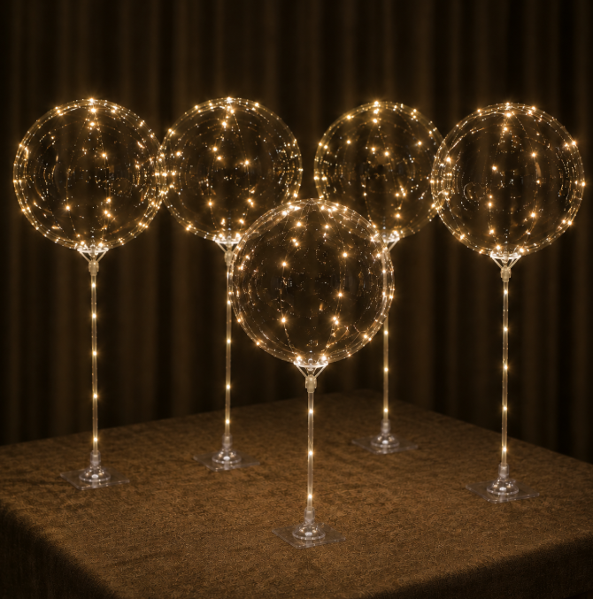 LED Light Up Balloon Centerpiece Kit with Self-Adhesive Balloon Stick Base for Weddings, Birthdays & Party Decorations
