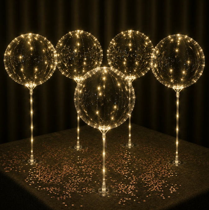 LED Light Up Balloon Centerpiece Kit with Self-Adhesive Balloon Stick Base for Weddings, Birthdays & Party Decorations