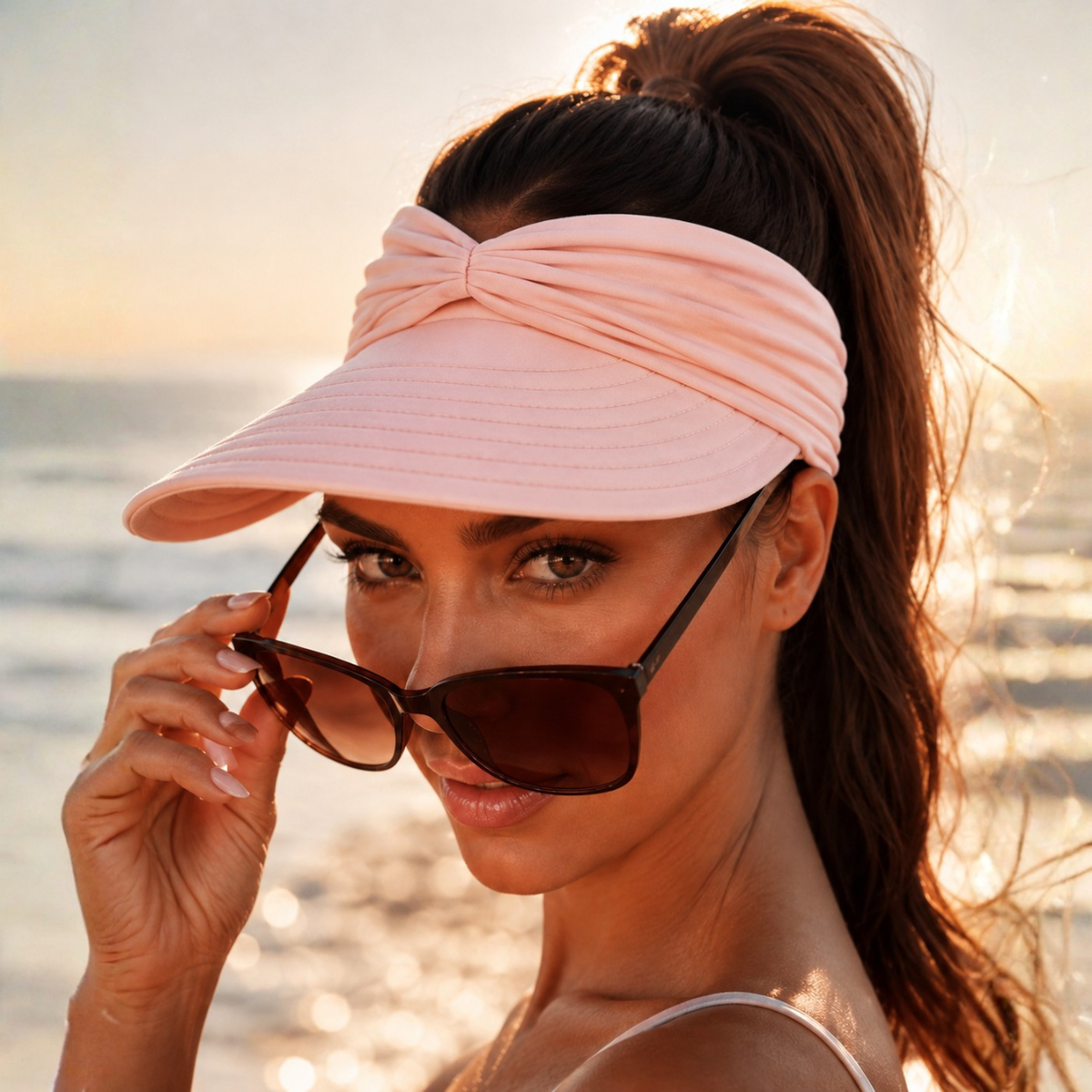 Solenza – Ruched UPF 50+ Sun Visor for Women, Packable Wide Brim