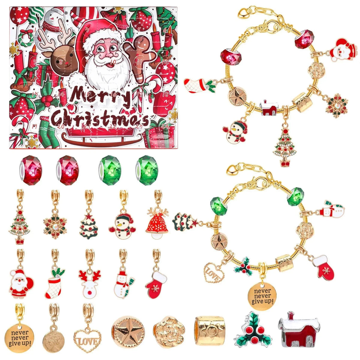 FestiveBracelet™ Charm-Filled Countdown Advent Calendar | 24-Day Holiday Charm Surprise