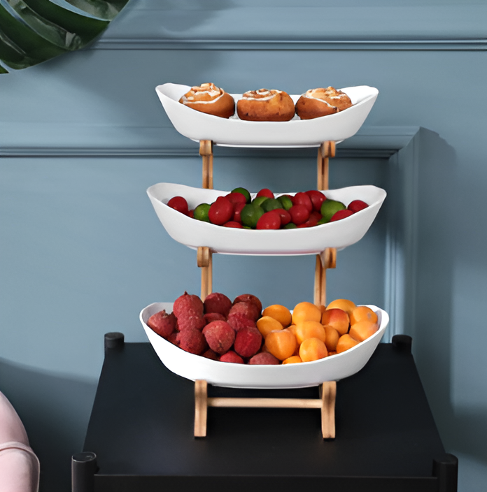 Multi-Tiered Wooden Fruit Bowl for Kitchen Organization