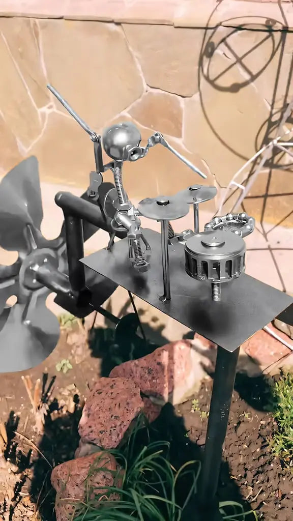 RockBeater Pro - Handmade Garden Wind Drummer Sculpture
