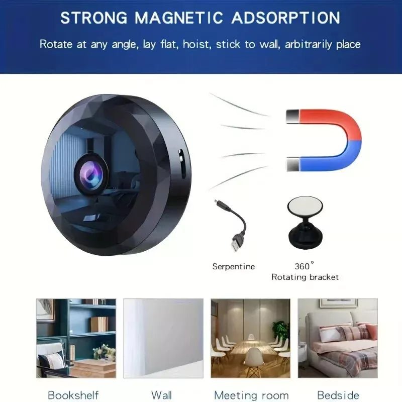 Mini WiFi Security Camera 1080P with Night Vision and Motion Alerts