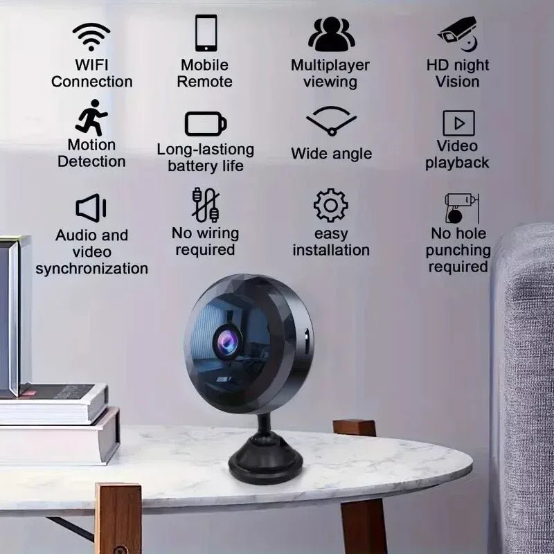 Mini WiFi Security Camera 1080P with Night Vision and Motion Alerts
