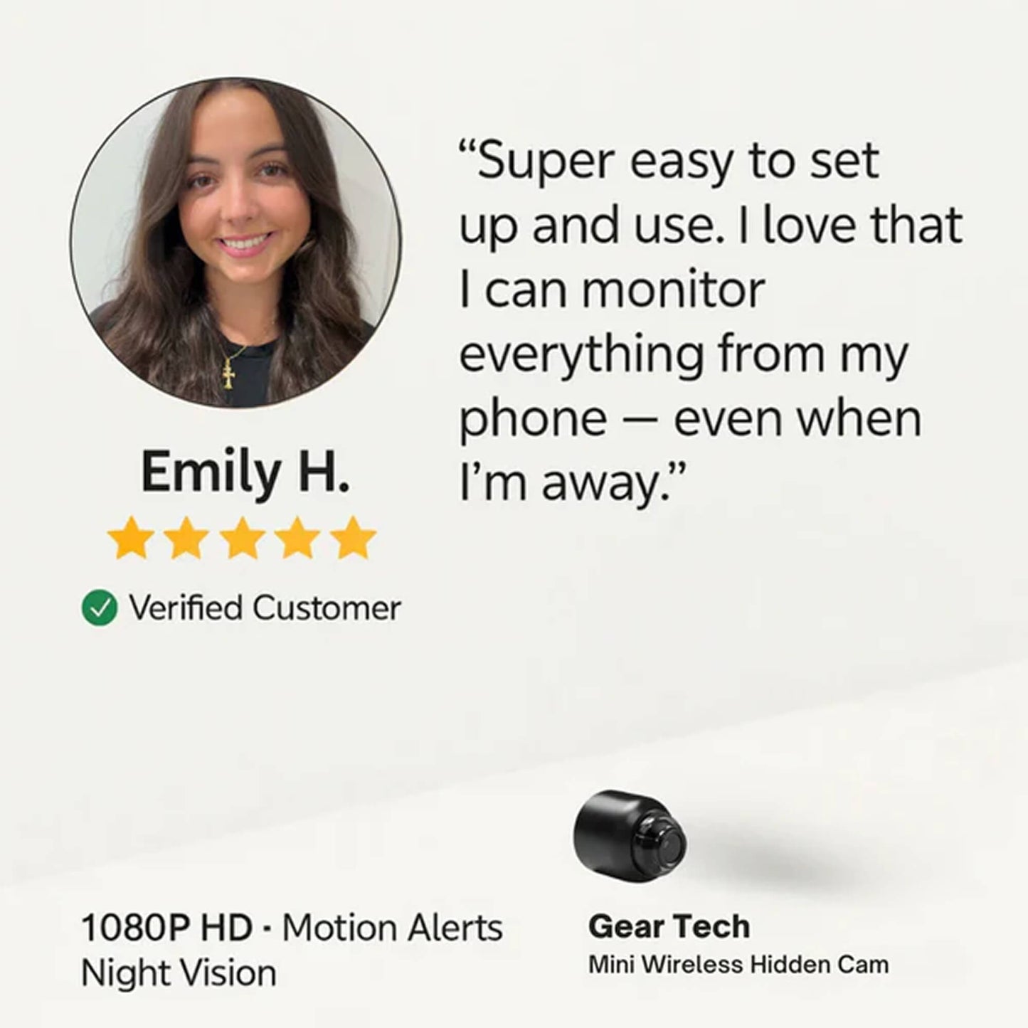 Compact Wireless Spy Camera with Audio for Caregiver Surveillance