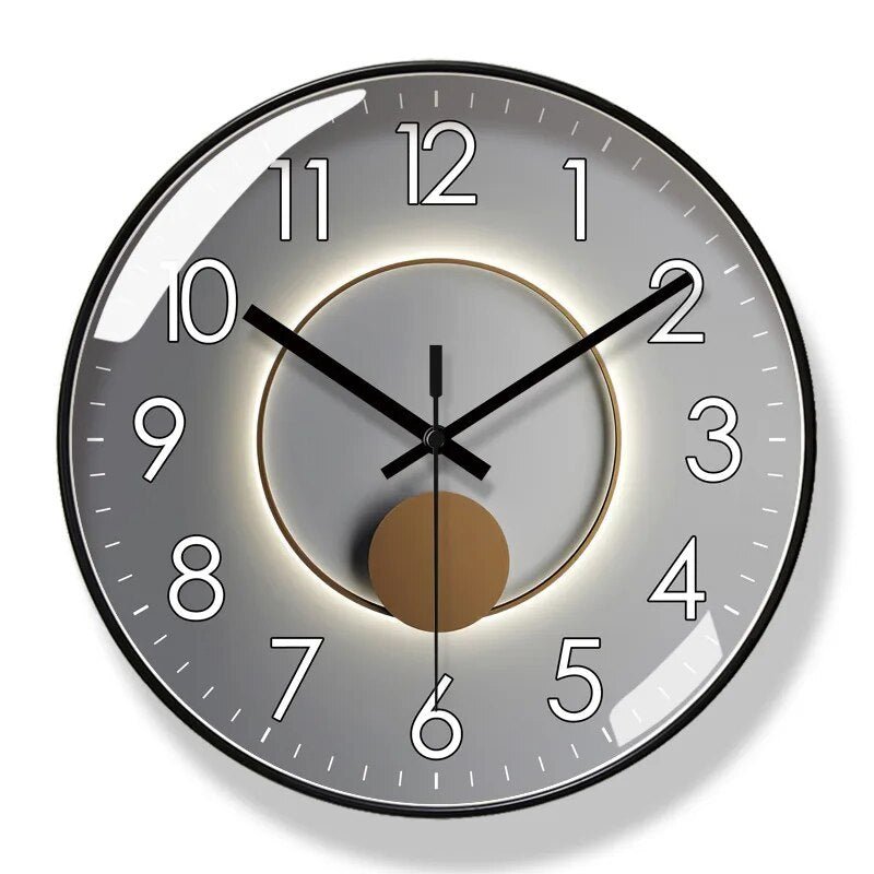 Modern Black Framed Wall Clock with Yellow Dial
