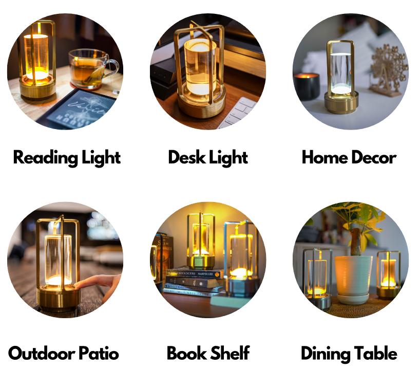 RoyaleGlow Cordless Crystal Lantern Lamp – Contemporary & Modern Table Accent