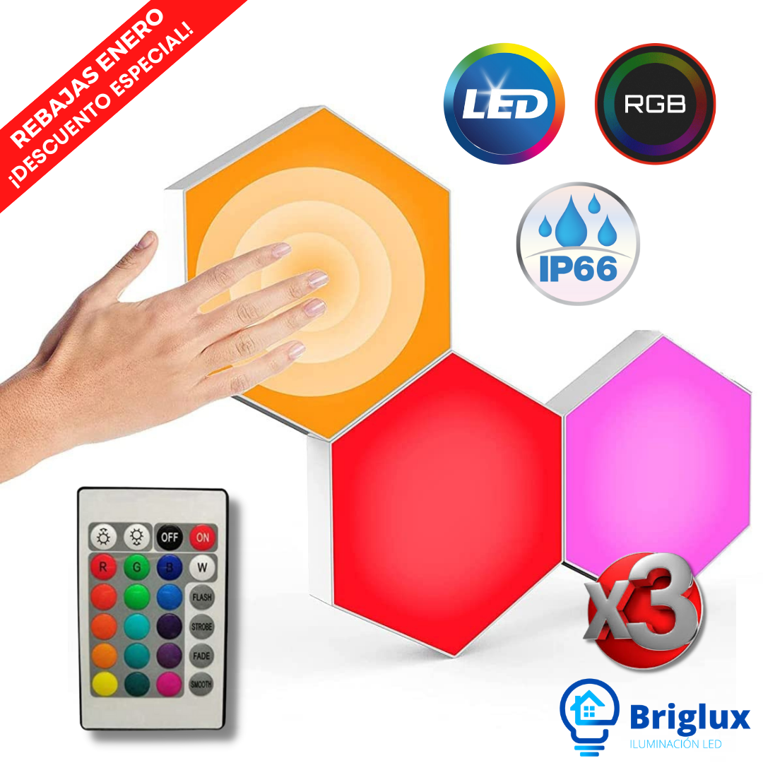 Hexagon Light Touch Sensor RGB LED Wall Lamp