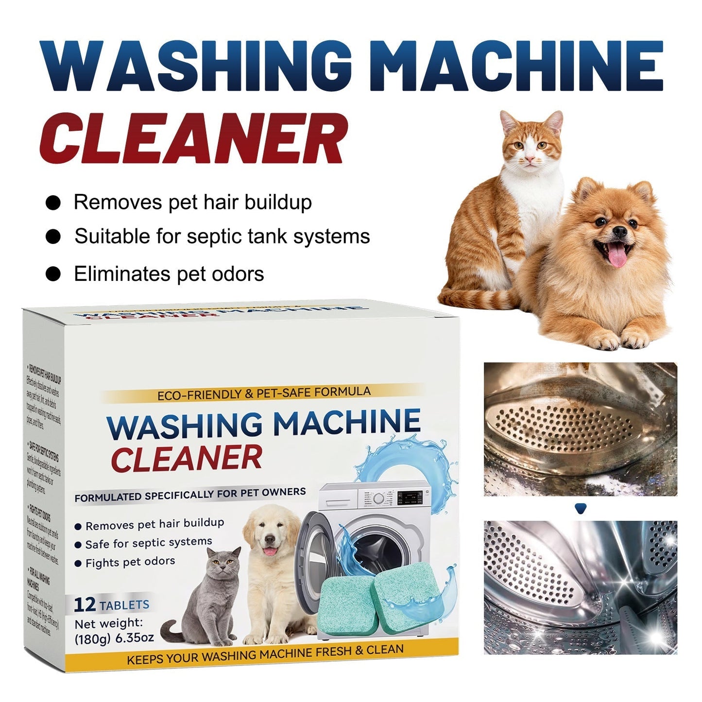 Powerful Washer Deep Cleaner Tablets – Eliminate Hidden Bacteria & Bad Smells Fast