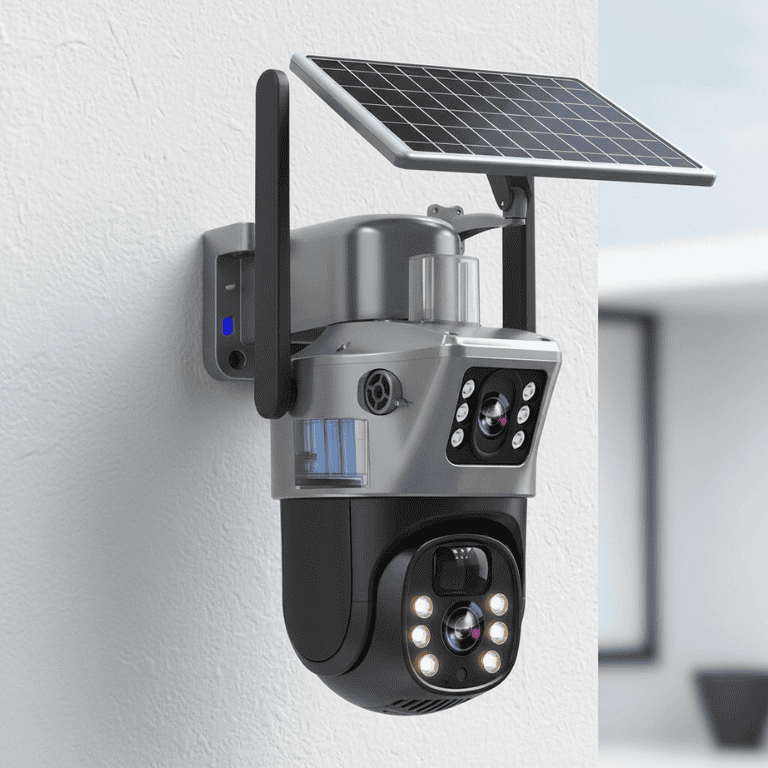 4K Wireless Solar Security Camera with Dual Lens and Night Vision