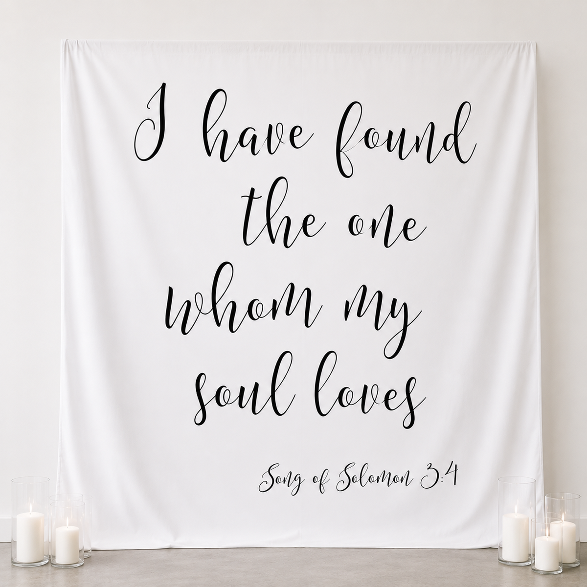 Personalized "I Have Found the One Whom My Soul Loves" Wedding Backdrop