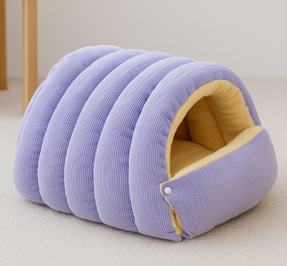 Cozy Hideaway Pet Bed – Plush Hooded Cave Design