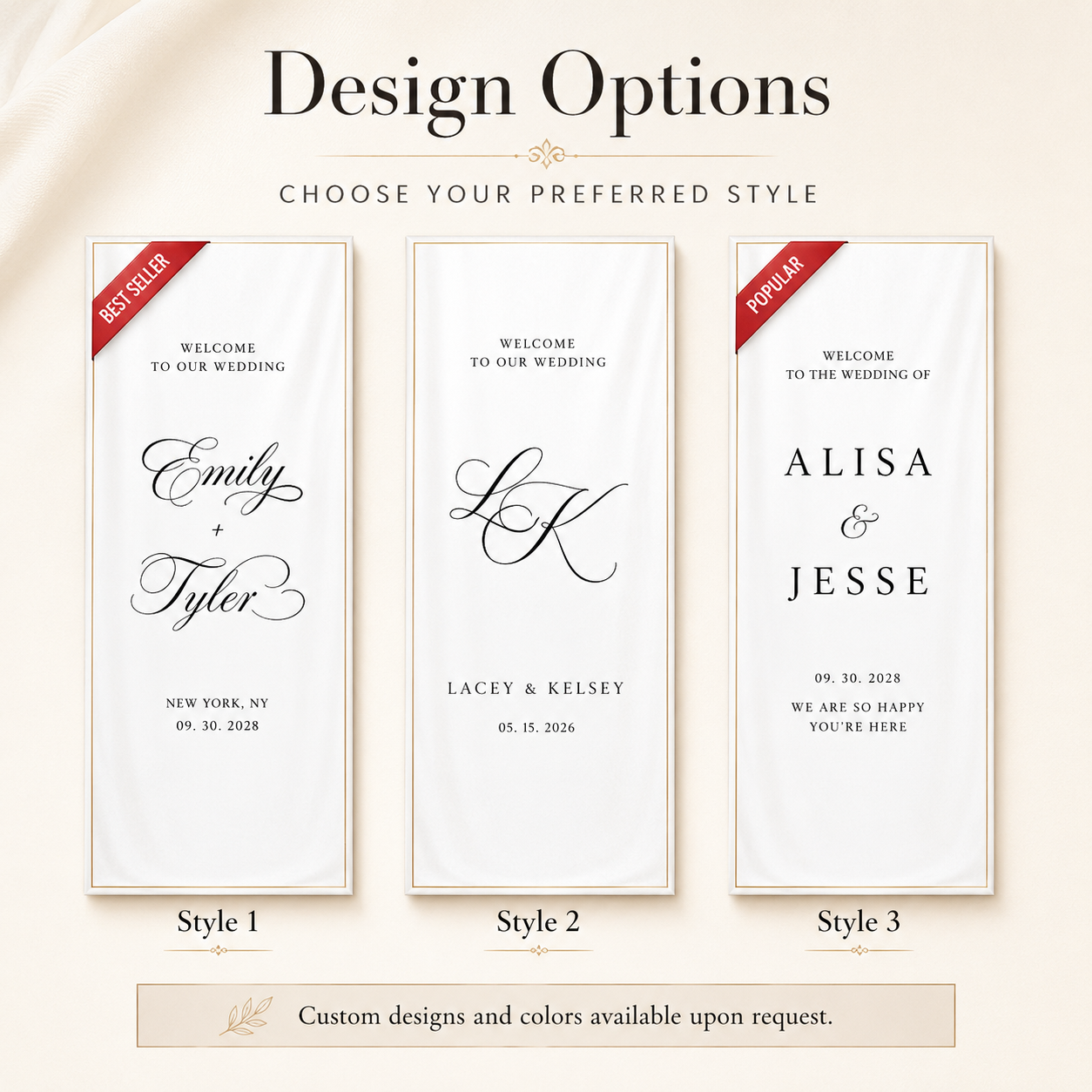Personalized Wedding Welcome Sign – Sheer Lace Tulle Fabric Banner for Ceremony & Reception