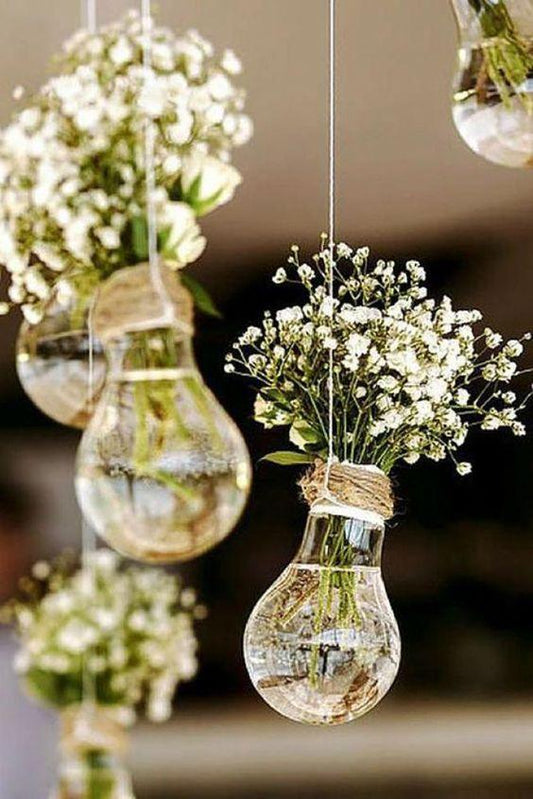 Rustic Baby's Breath Wedding Hanging Decorations with Light Bulbs - If you say i do