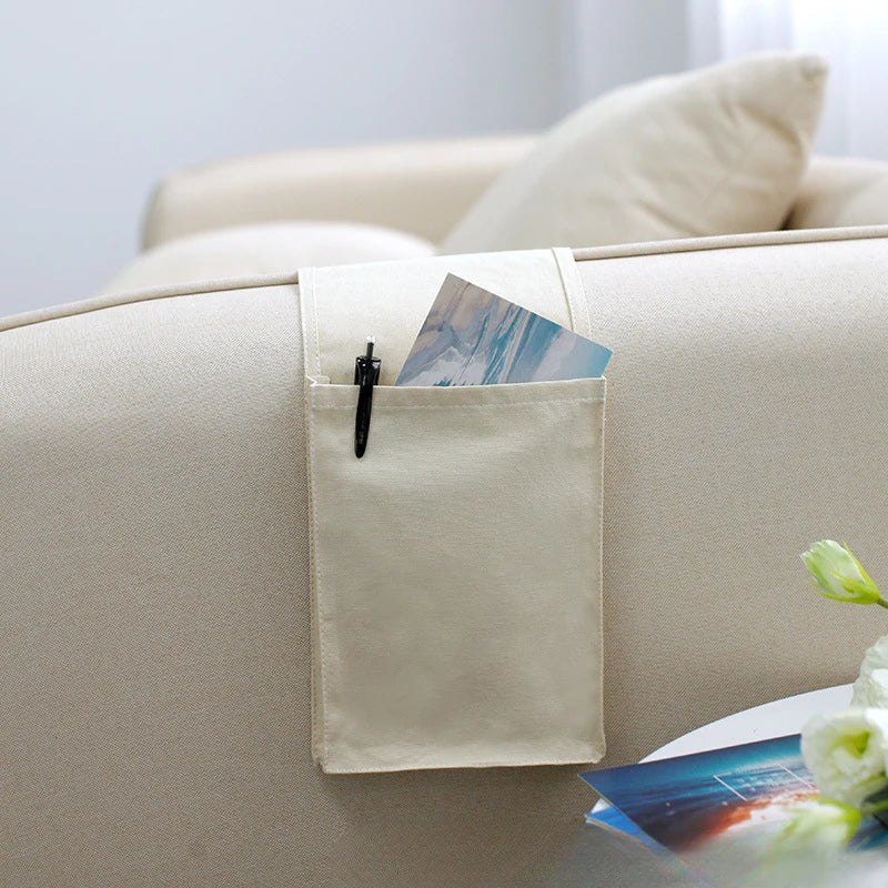 Bedside Organizer in Cotton-Linen with Multiple Compartments