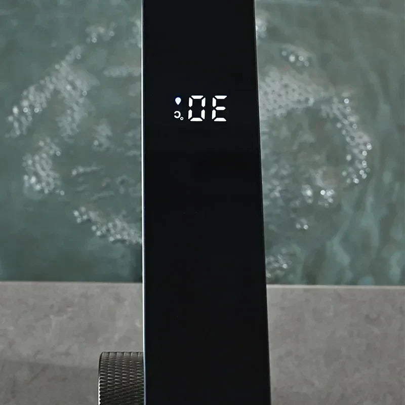 Deck-Mounted LED Faucet with Hydro-Generator for Basins