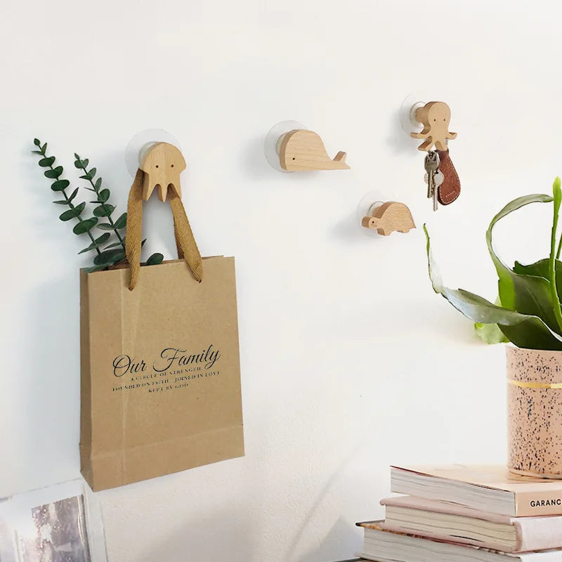 NordicPals - Wooden Animal Wall Hooks Set