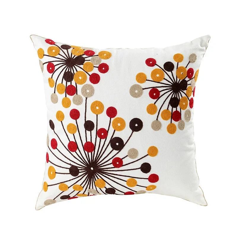 BloomLinen - Embroidered Floral Pillow Cover