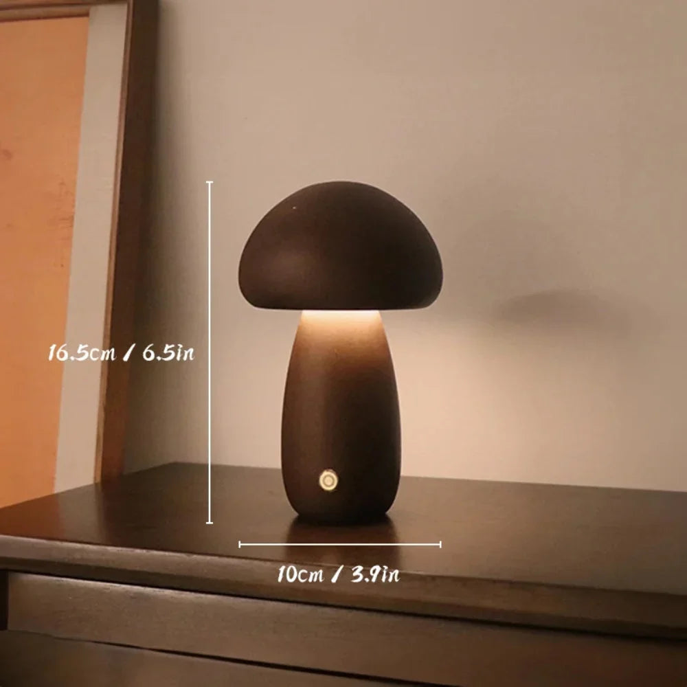 Wooden Mushroom Lamp Night Light for Bedroom & Living Room