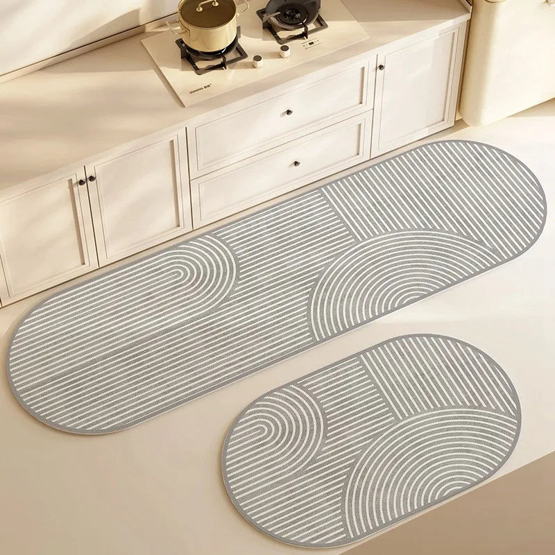 Kitchen & Bath Mat AquaStone | Diatomite & Velvet Look | Super Absorbent & Non-Slip | Washable & Durable