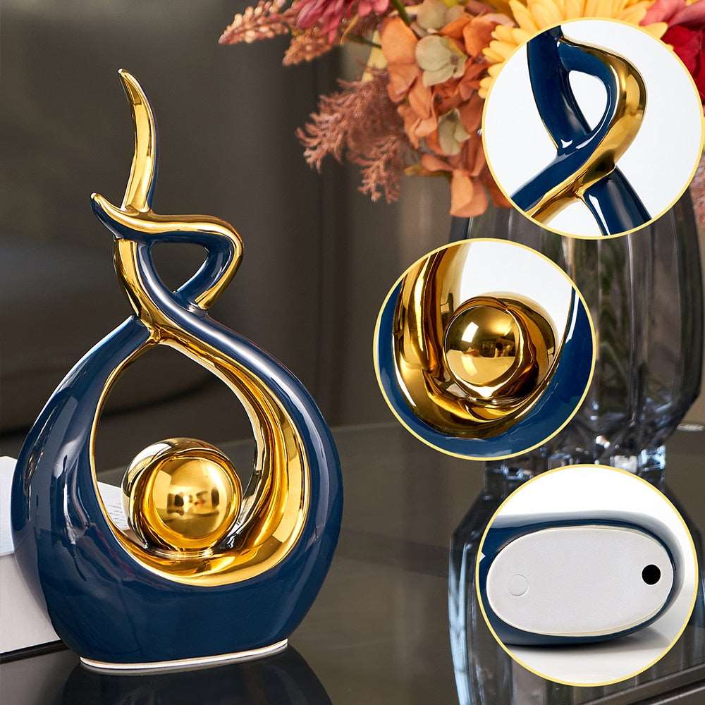 LuxeForm - Abstract Ceramic Sculpture with Gold Accent