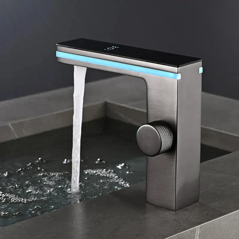 Deck-Mounted LED Faucet with Hydro-Generator for Basins