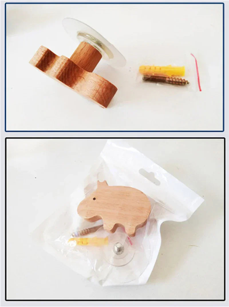 NordicPals - Wooden Animal Wall Hooks Set