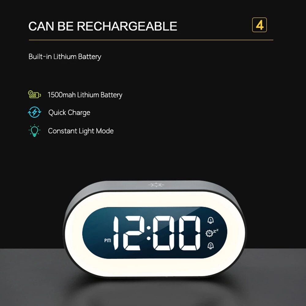 LED Bedside Clock with Night Light – Digital Alarm and Soft Illumination