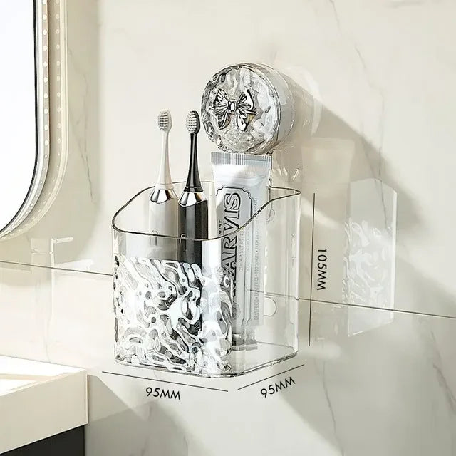 NestGrip - Clear Wall-Mounted Shower Caddy with Tool-Free Installation