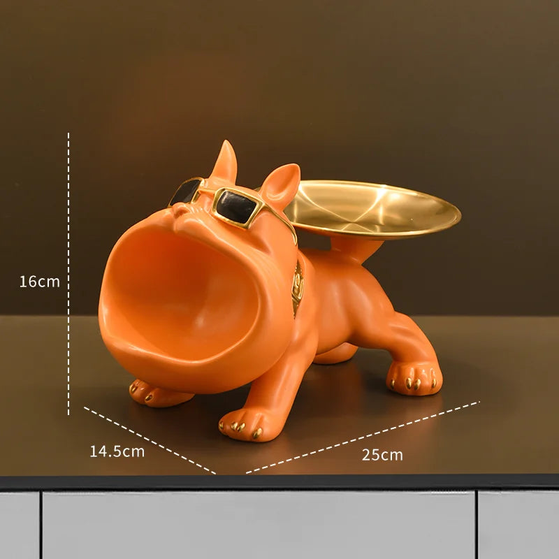 Bulldog Figurine with Integrated Storage Tray – Home Decor