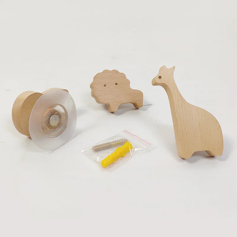 NordicPals - Wooden Animal Wall Hooks Set