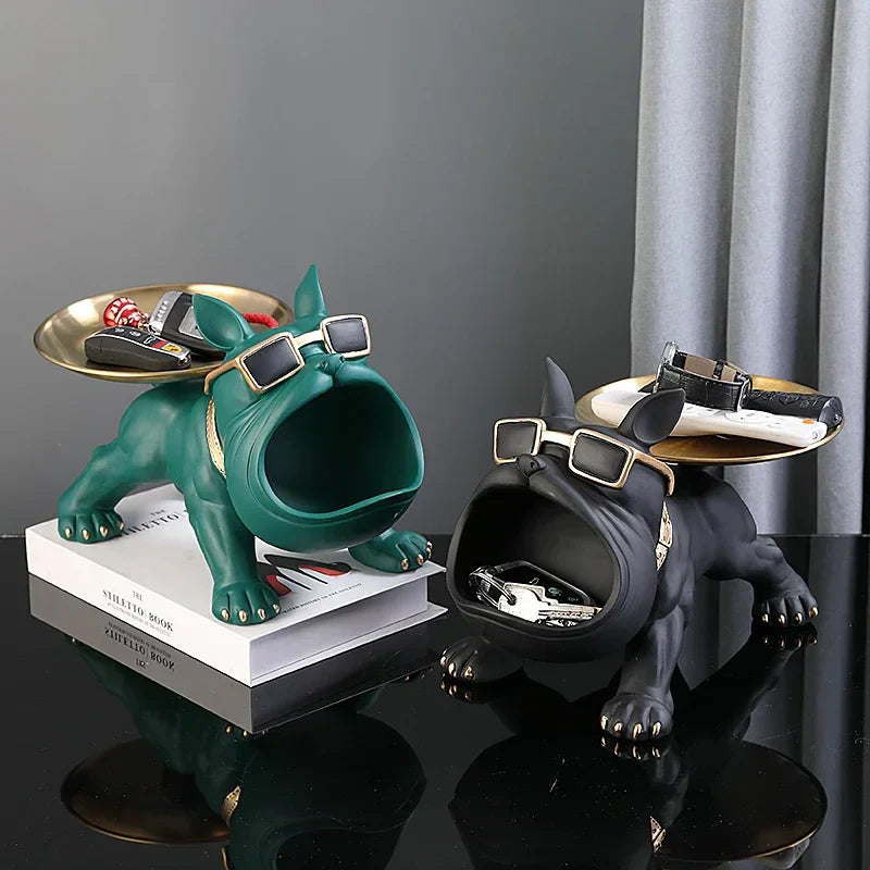 Bulldog Figurine with Integrated Storage Tray – Home Decor