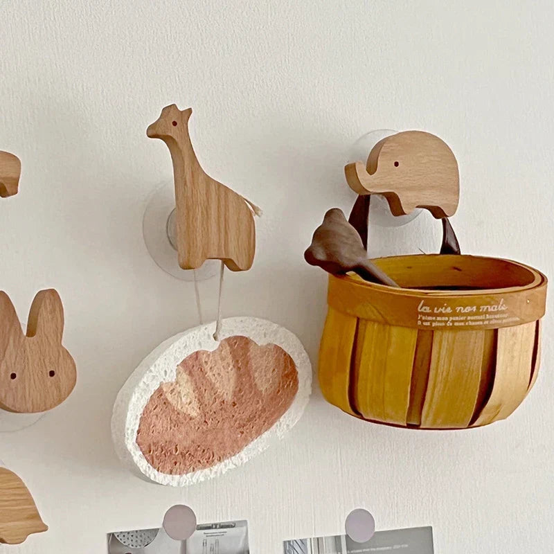 NordicPals - Wooden Animal Wall Hooks Set