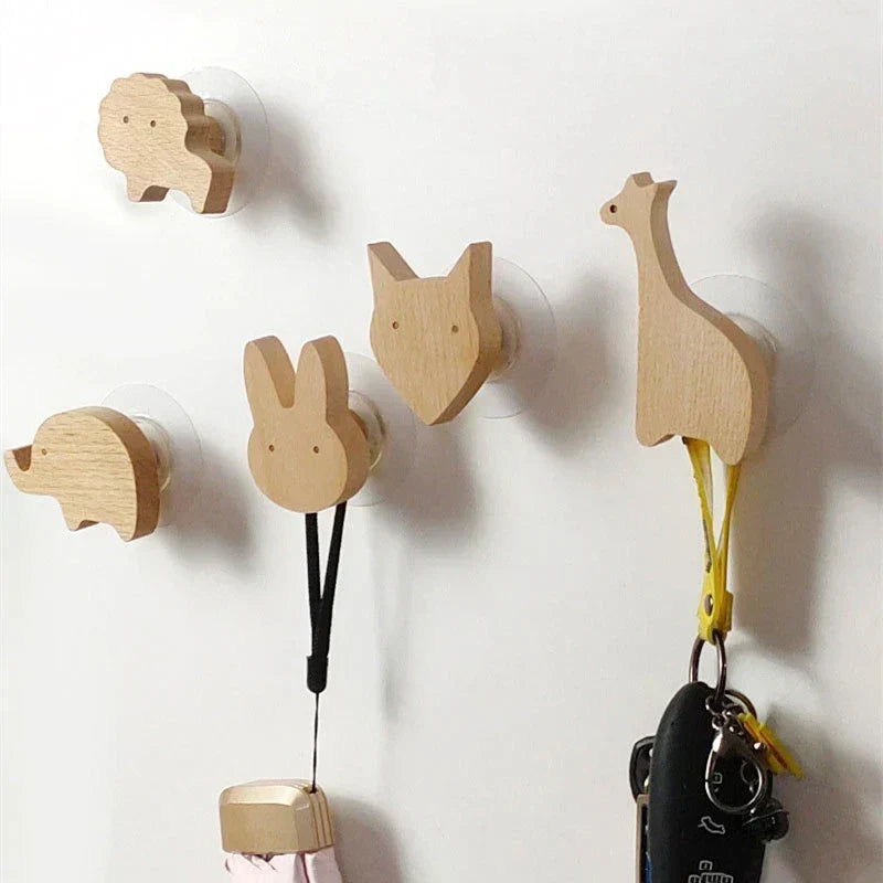 NordicPals - Wooden Animal Wall Hooks Set