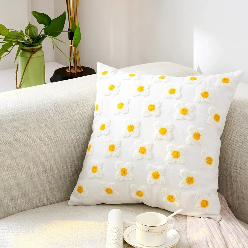 BloomLinen - Embroidered Floral Pillow Cover