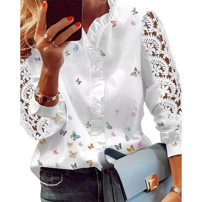 ATHENA™ Elegant Fashion Butterfly Print Blouse