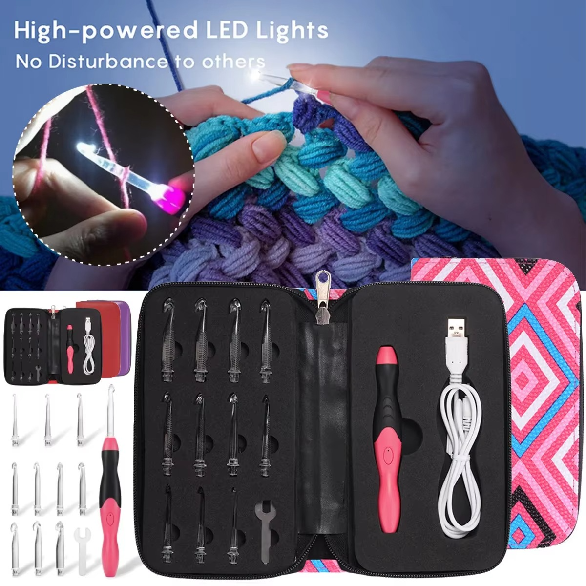 LED Crochet Hook with Ergonomic Handle – Glow Stitch Design