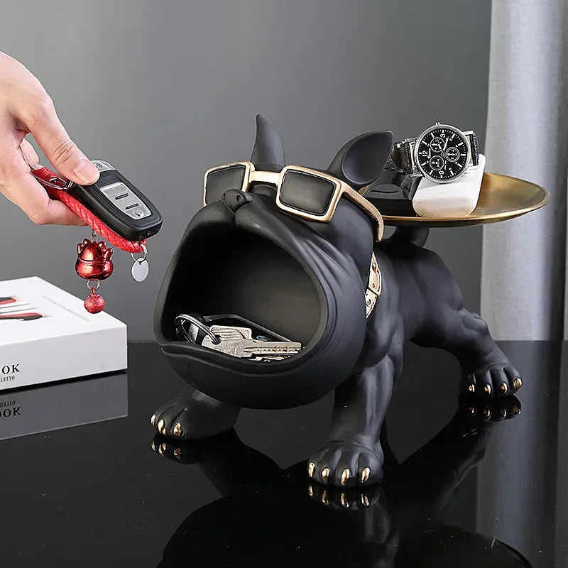 Bulldog Figurine with Integrated Storage Tray – Home Decor
