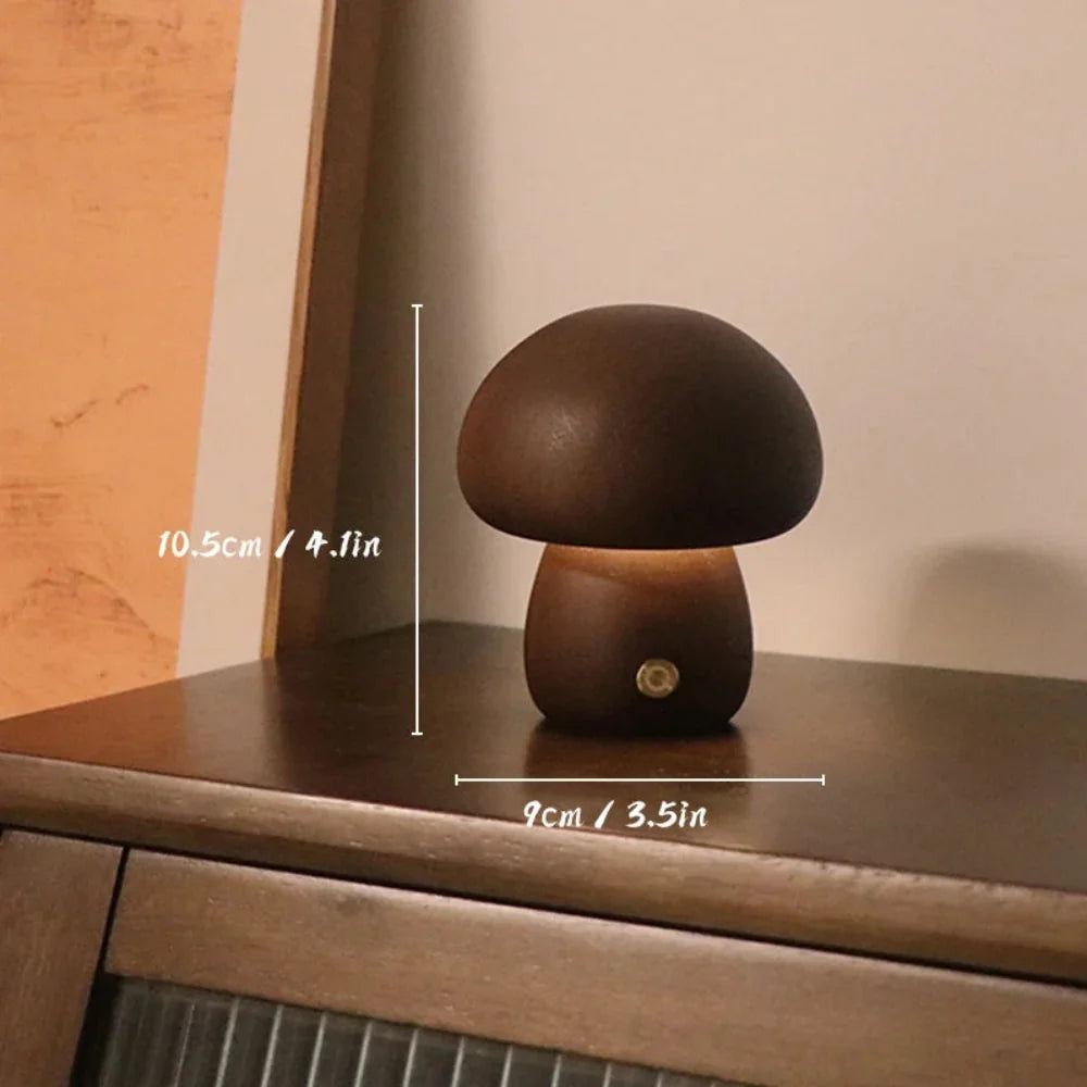Wooden Mushroom Lamp Night Light for Bedroom & Living Room