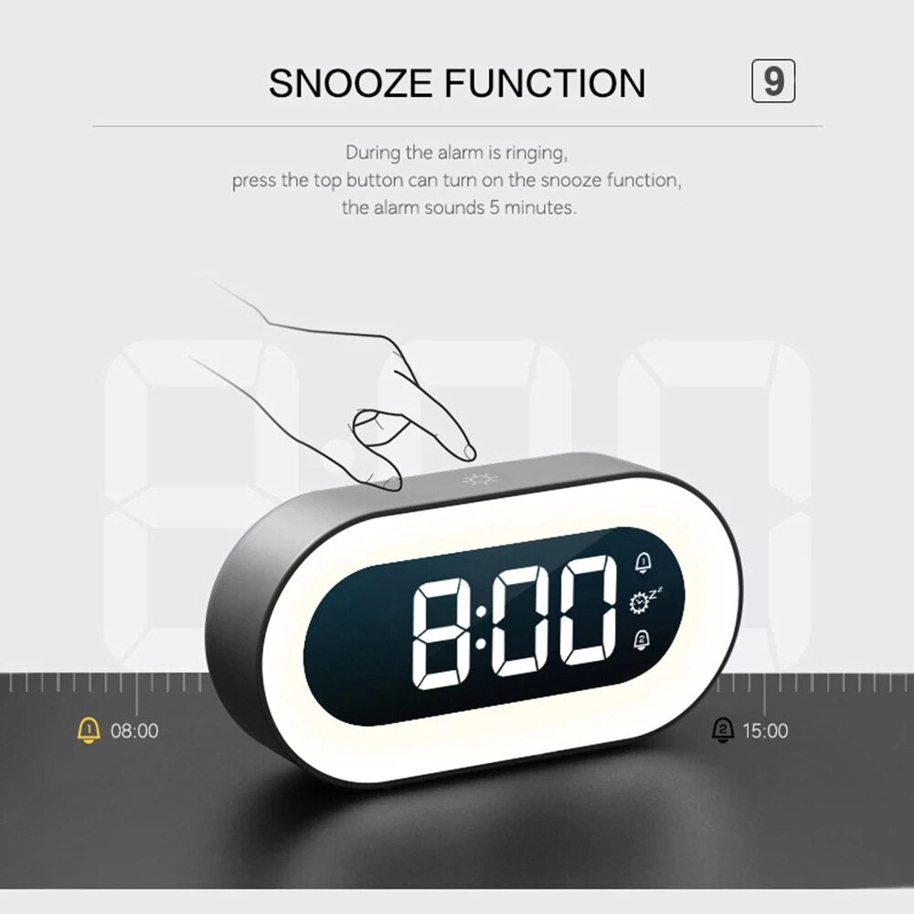 LED Bedside Clock with Night Light – Digital Alarm and Soft Illumination