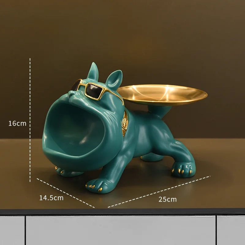 Bulldog Figurine with Integrated Storage Tray – Home Decor