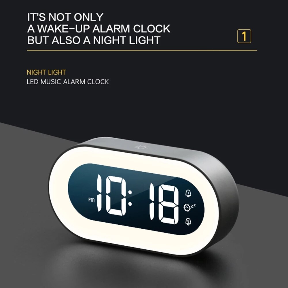 LED Bedside Clock with Night Light – Digital Alarm and Soft Illumination