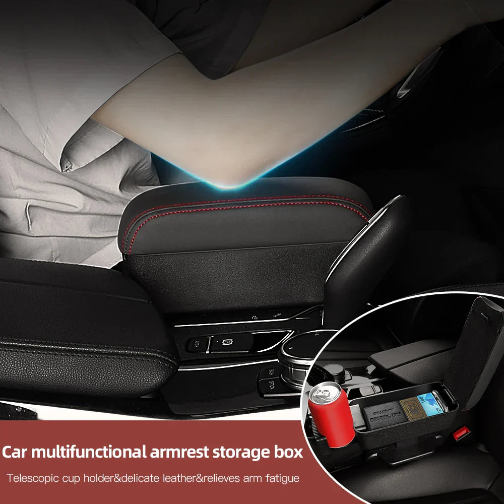 Car Armrest Organizer with Cup Holder