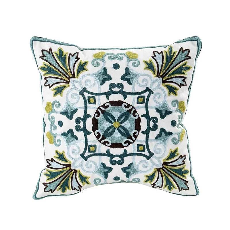 BloomLinen - Embroidered Floral Pillow Cover
