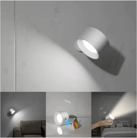 Lumora Spotlight Cordless Wall Lamp – Rechargeable, 360° Rotatable & Dimmable LED Light