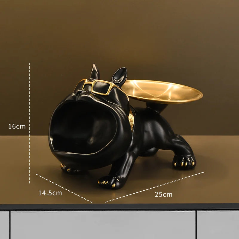 Bulldog Figurine with Integrated Storage Tray – Home Decor