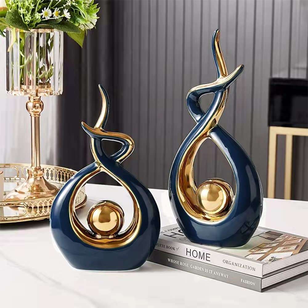 LuxeForm - Abstract Ceramic Sculpture with Gold Accent
