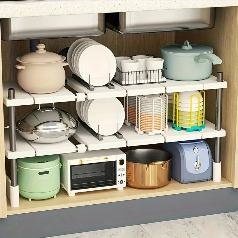 Expandable Under-Sink Organizer for Kitchen