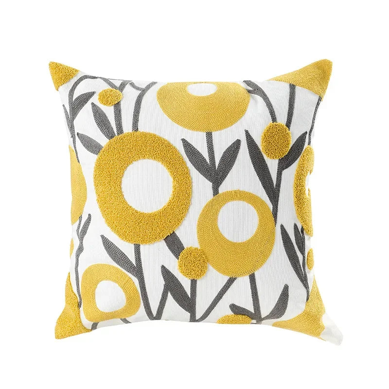 BloomLinen - Embroidered Floral Pillow Cover