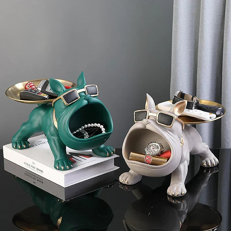 Bulldog Figurine with Integrated Storage Tray – Home Decor
